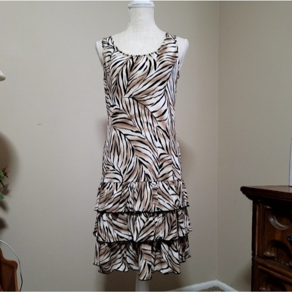 Peter Nygard Sleeveless Print Ruffle Dress Size Small